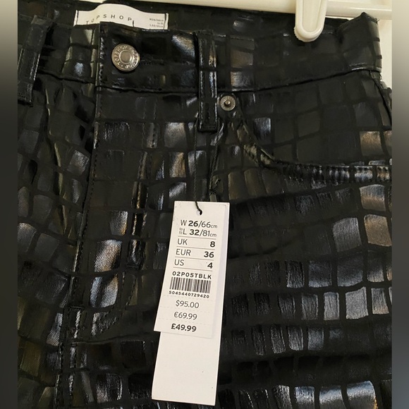 NWT 95$ Topshop high waist crocodile print pants - Picture 4 of 5